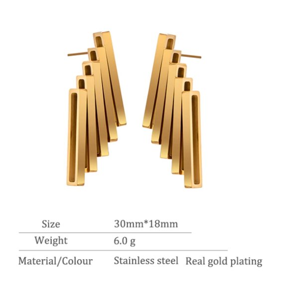 Gold Stacked stud earring - Picture 4 of 8